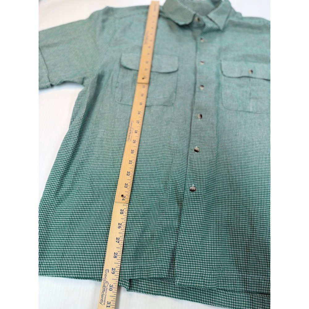 John Blair Button Down Shirt Green Houndstooth‎ Short Sleeve Workwear Mens XL - Picture 6 of 8